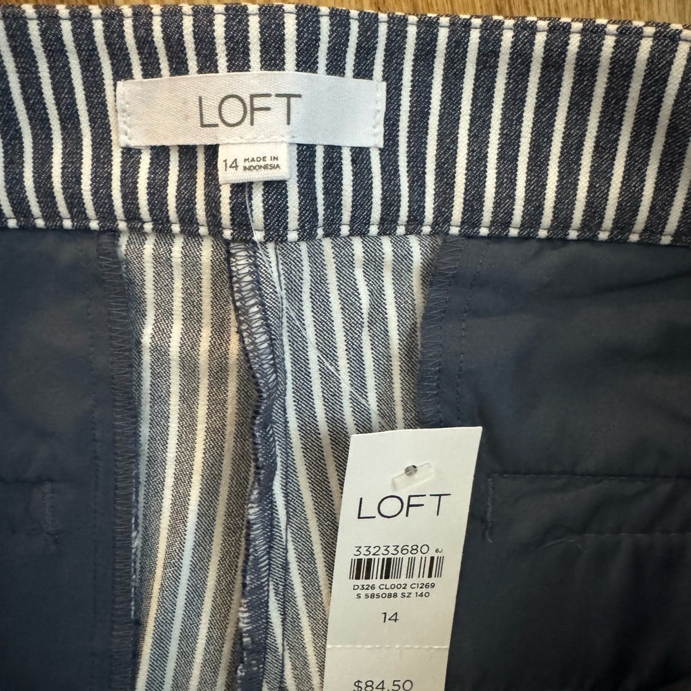 NWT- Ann Taylor Loft Riviera Slim Sailor Pants Blue and White Stripes size 14 - Picture 4 of 8